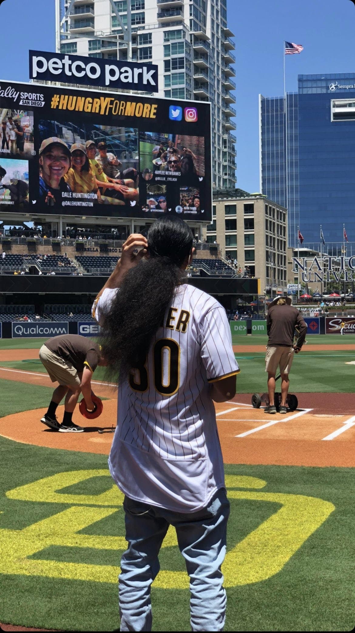 Kekoa on the field at Petco Park